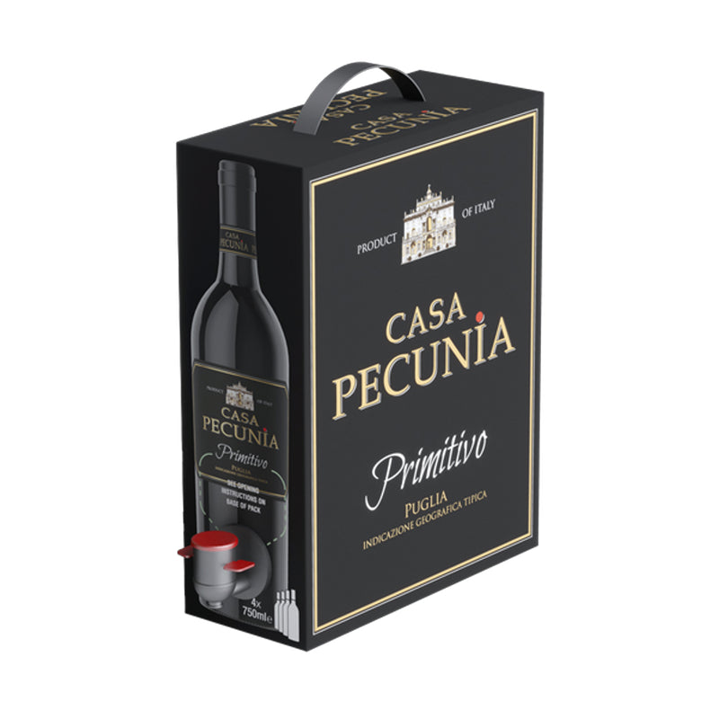 WINO WŁOSKIE CASA PECUNIA PRIMITIVO IGT CZERWONE WYTRAWNE 3L BIB