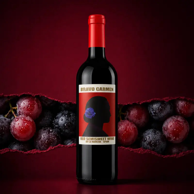 WINO HISZPAŃSKIE BRAVO CARMEN CZERWONE PÓŁSŁODKIE 12% 0,75L