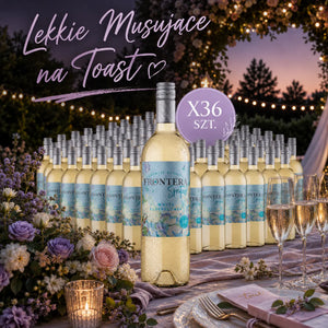 PAKIET LEKKIEGO WINA MUSUJĄCEGO NA TOAST FRONTERA SPRITZER WHITE ELDERFLOWER BIAŁE PÓŁSŁODKIE 0,75L DLA 120-150 OSÓB