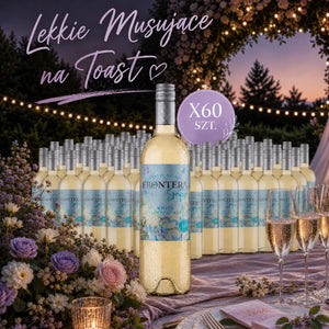 PAKIET LEKKIEGO WINA MUSUJĄCEGO NA TOAST FRONTERA SPRITZER WHITE ELDERFLOWER BIAŁE PÓŁSŁODKIE 0,75L DLA 240-300 OSÓB
