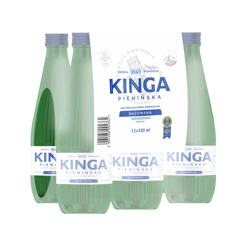 WODA KINGA PIENIŃSKA ZIELONA GAZOWANA 0,33L BUTELKA SZKLANA