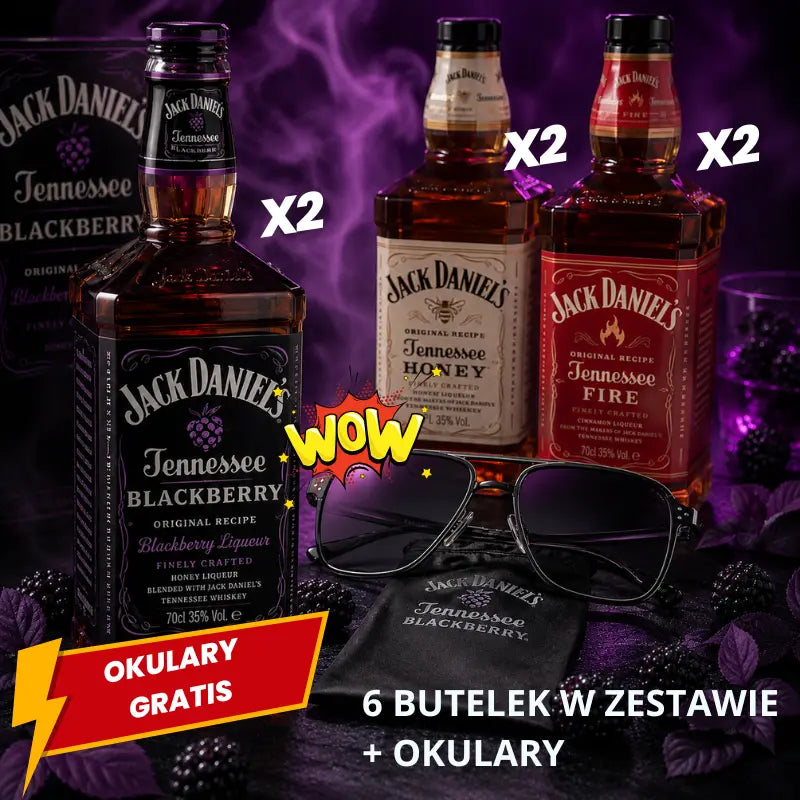 ZESTAW JACK DANIEL'S SMAKI + OKULARY JACK DANIEL'S BLACKBERRY GRATIS
