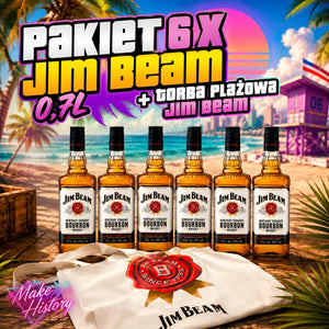 PAKIET 6 X JIM BEAM 40% 0,7L + TORBA PLAŻOWA JIM BEAM GRATIS