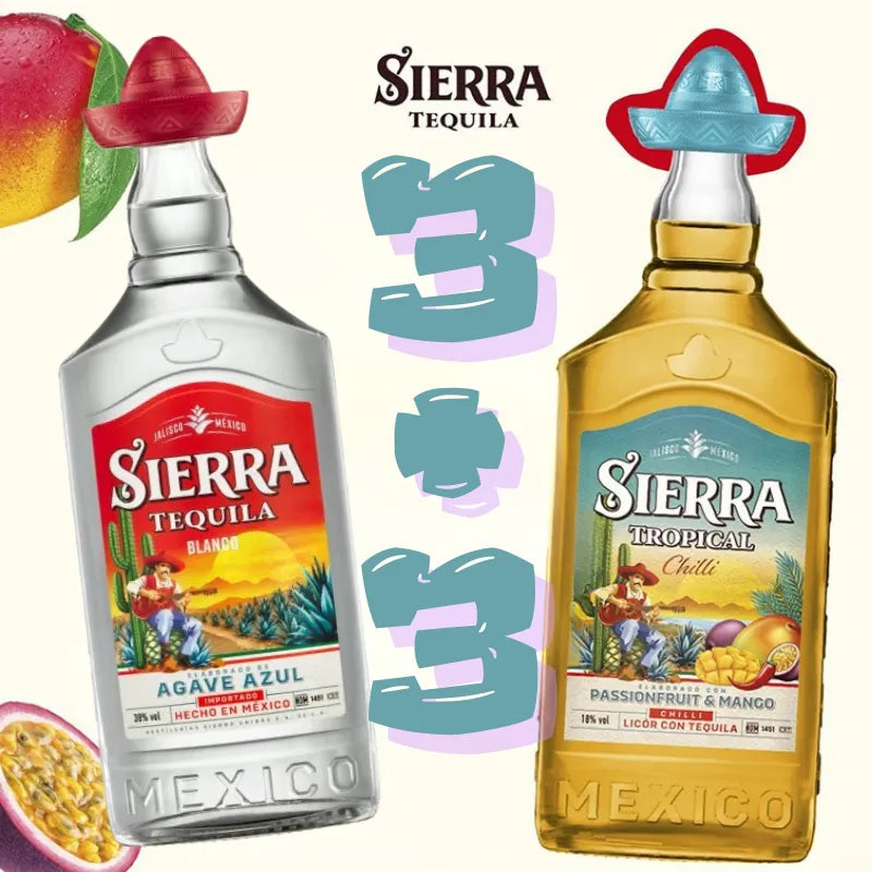 ZESTAW 3 X TEQUILA SIERRA BLANCO 35% 0,7L & 3 X TEQUILA SIERRA TROPICAL CHILLI 18% 0,7L