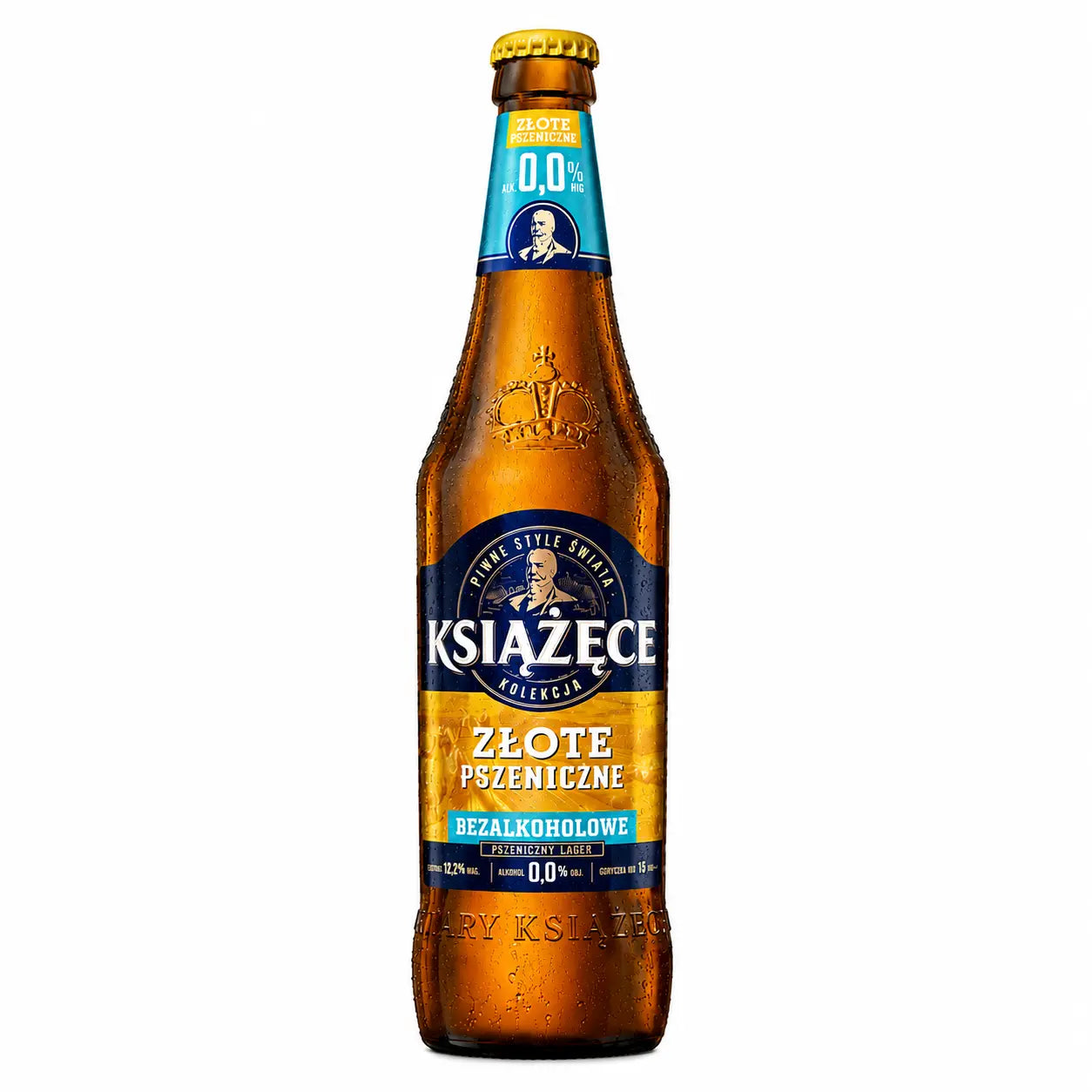 PIWO BEZALKOHOLOWE KSIĄŻĘCE ZŁOTE PSZENICZNE 0% 0,5L BUTELKA