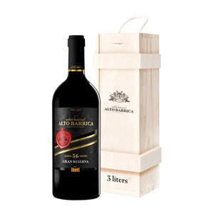 WINO HISZPAŃSKIE ALTO BARRICA GRAN RESERVA WYTRAWNE DOUBLE MAGNUM 3L W DREWNIANEJ SKRZYNCE