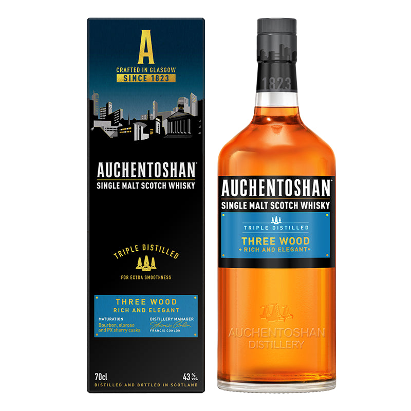 WHISKY SZKOCKA AUCHENTOSHAN THREE WOOD 43% 0,7L W KARTONIKU