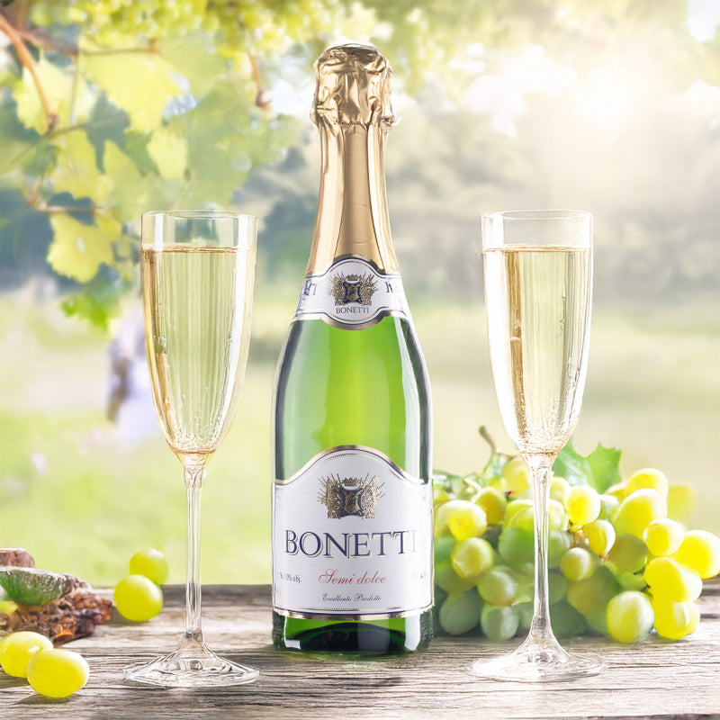 WINO MUSUJĄCE WŁOSKIE BONETTI BIAŁE PÓŁSŁODKIE 10%  0,75L