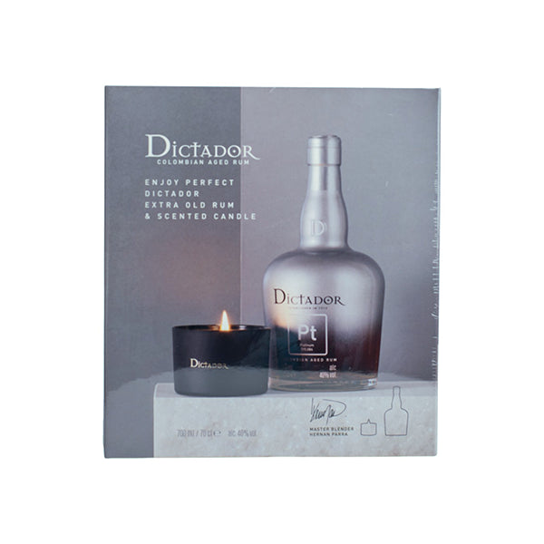 RUM DICTADOR XO PLATINIUM 40% 0,7L ZE ŚWIECĄ W KARTONIKU