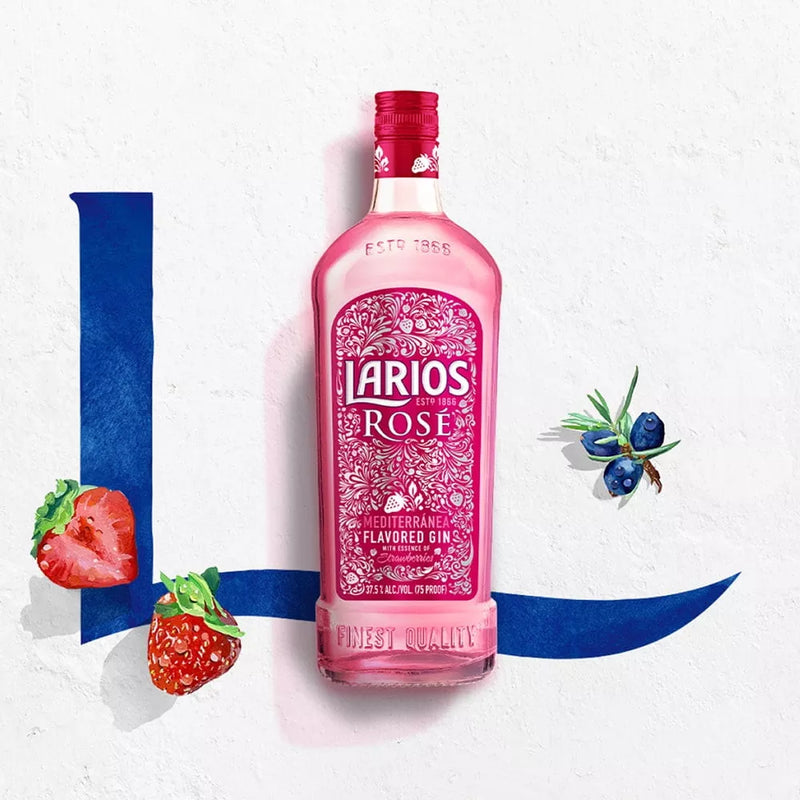 GIN LARIOS ROSE 37,5% 0,7 + KIELISZEK