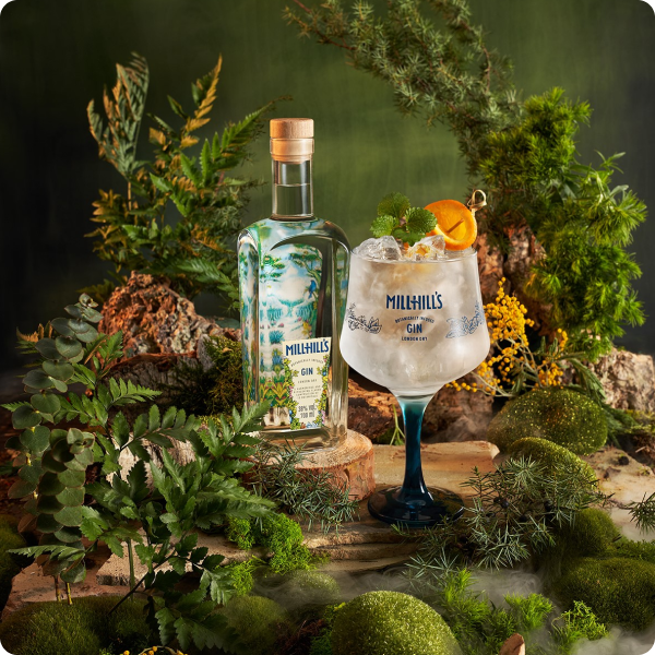 GIN MILLHILL'S GIN LONDON DRY 38% 0,7L + KIELISZEK
