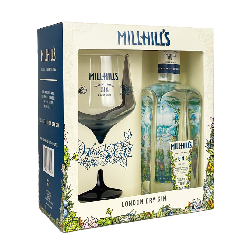 GIN MILLHILL'S GIN LONDON DRY 38% 0,7L + KIELISZEK