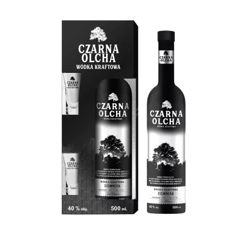 WÓDKA KRAFTOWA CZARNA OLCHA ZIEMNIAK 40% 0,5L Z KIELISZKAMI