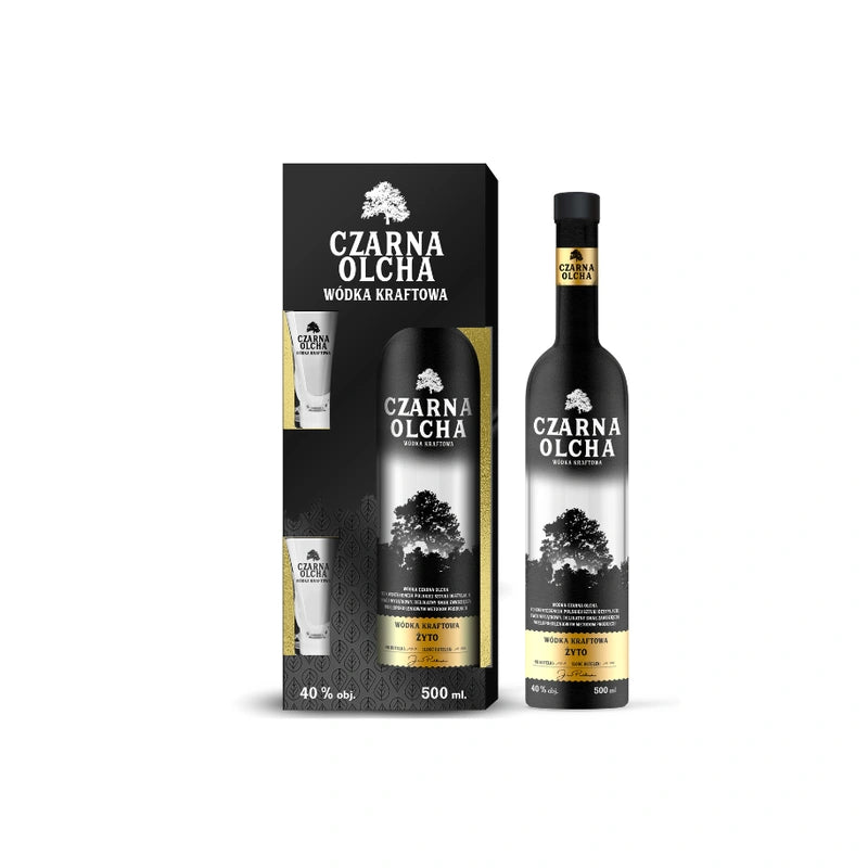 WÓDKA KRAFTOWA CZARNA OLCHA ŻYTO 40% 0,5L Z KIELISZKAMI