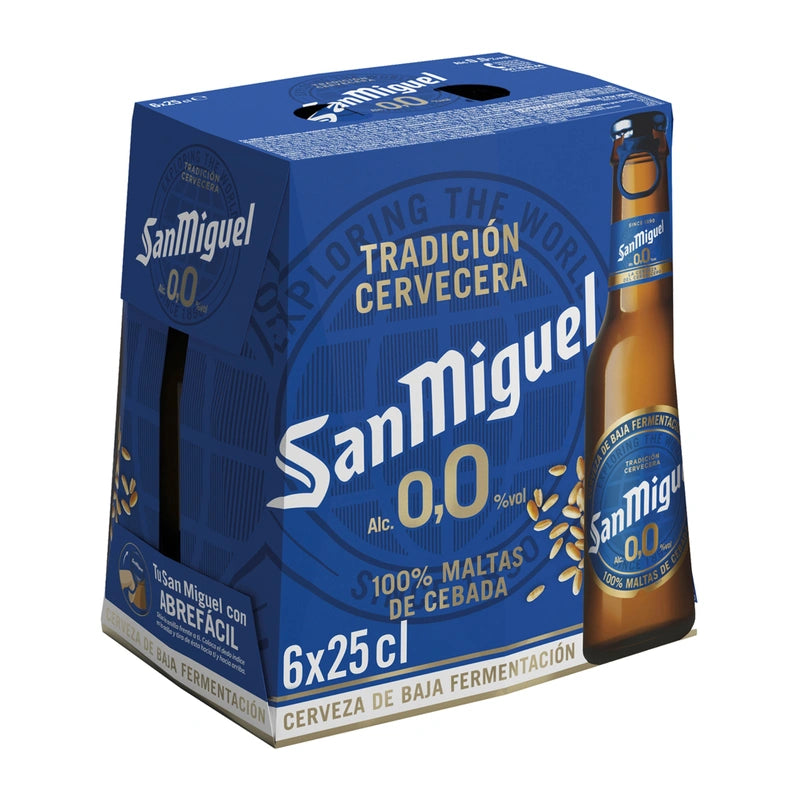 PIWO BEZALKOHOLOWE SAN MIGUEL W SZEŚCIOPAKU 0% 0,25L BUTELKA